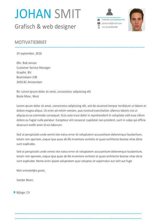Een cv template waar jouw informatie in één oog opslag te zien is. Afbeelding 2