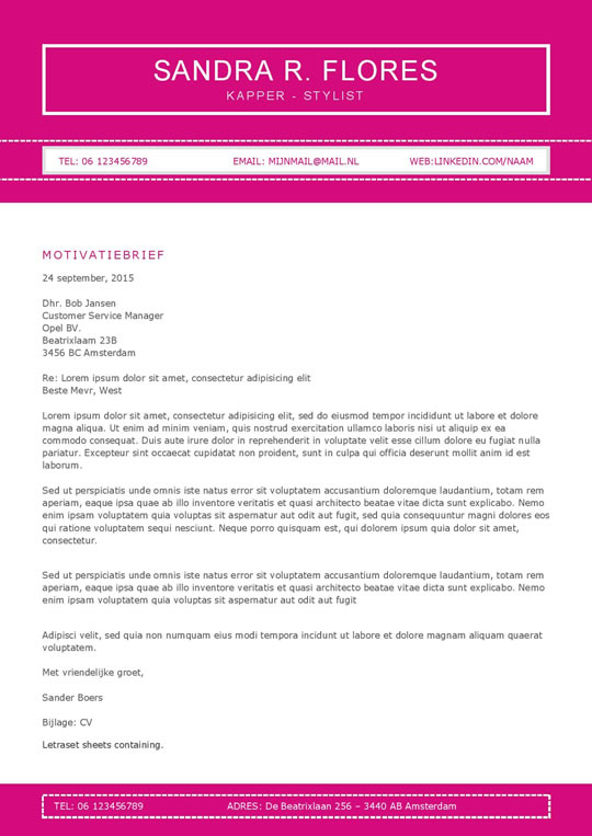 Een opvallend cv in het paars die duidelijk opvalt. Afbeelding 2