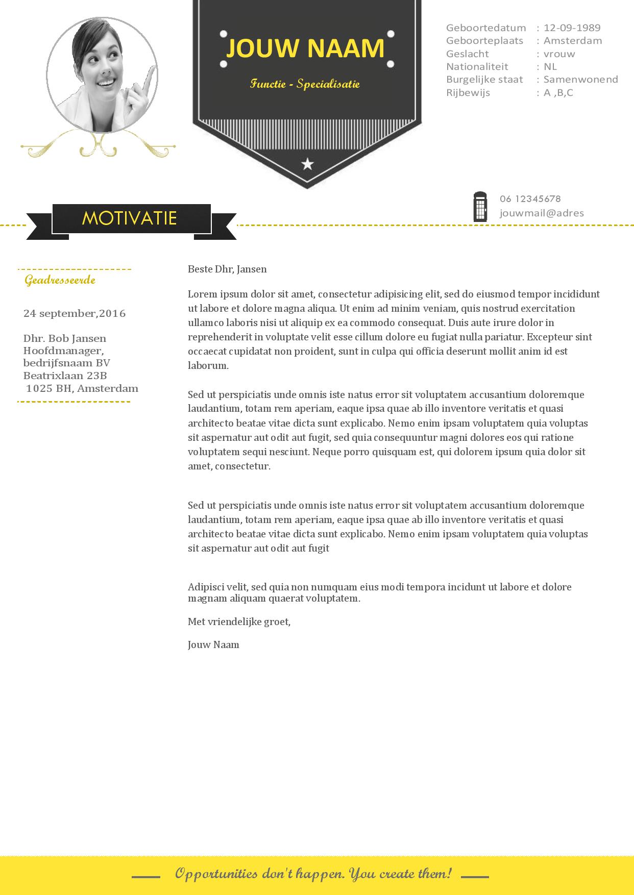 Retro cv-sjabloon met een moderne uitstraling in het geel en grijs Afbeelding 2