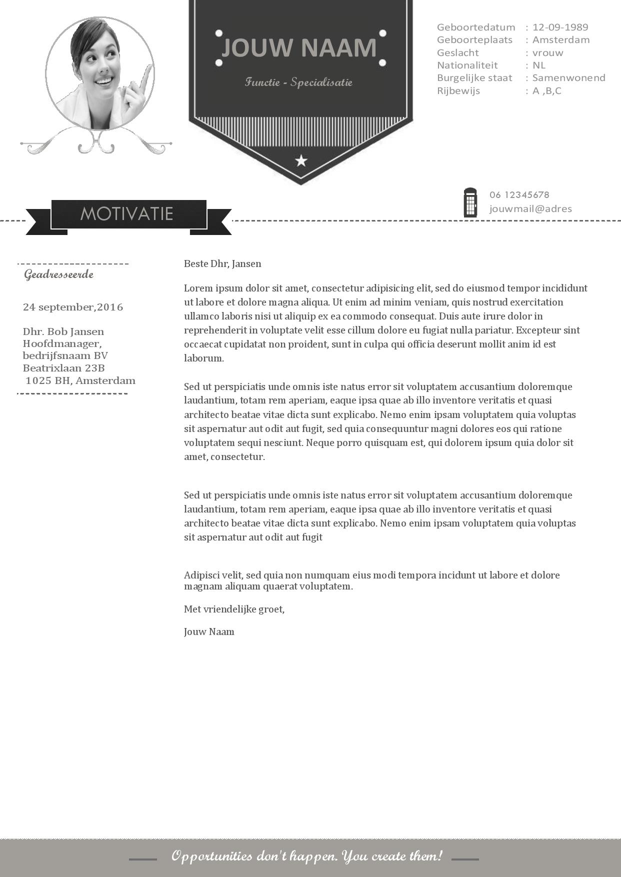Cv-sjabloon in zwart wit en grijs Afbeelding 2