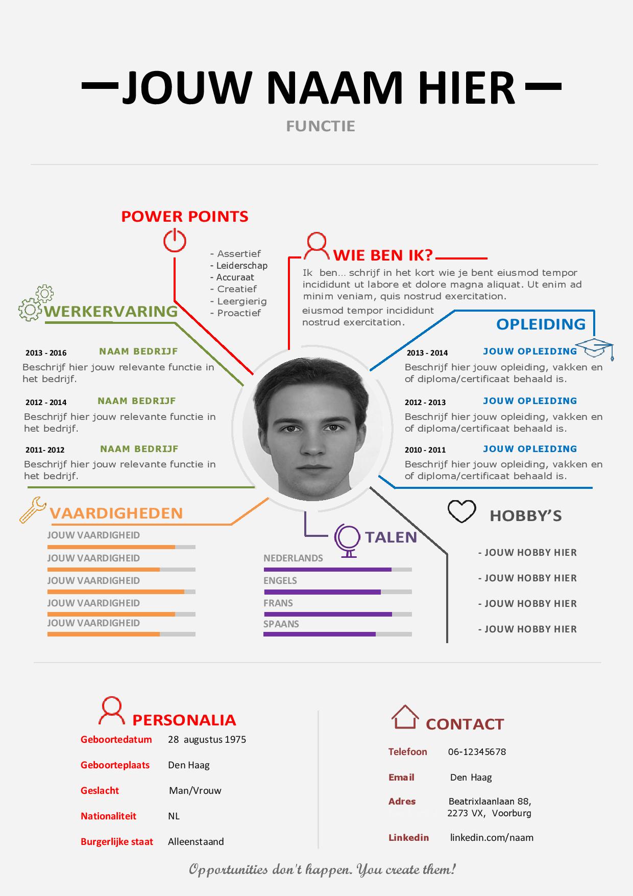 Wonderbaar Een uniek CV template waar jij duidelijk centraal staat. MM-84