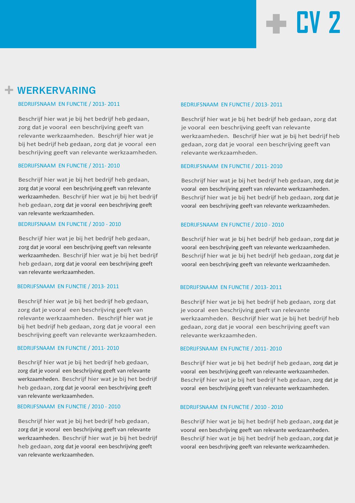 Multifuctionele CV inclusief portfolio pagina, ook ideaal voor een zzp'ers Afbeelding 2