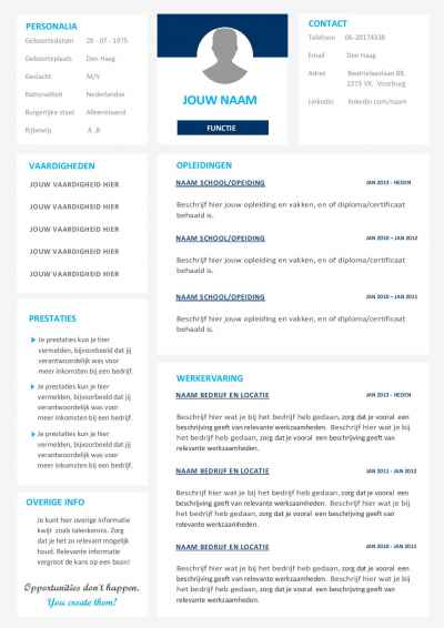 CV template maandag